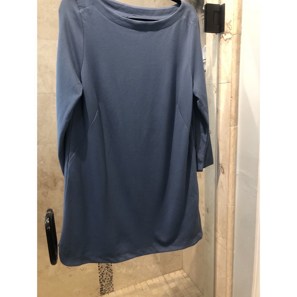 J. Jill Womens Blue Ponte Knit Shift Dress Viscose Blend L Large 3/4 Sleeve